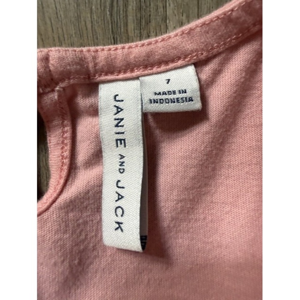 Janie and Jack Girls Pink Tiered Ruffle Sleeveless Top Cotton Size 7 - Picture 3 of 5